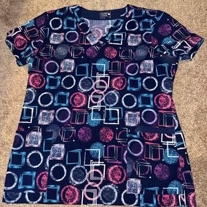 Women’s Geometric Patterned Scrub Top Sanibel Scrubs size M